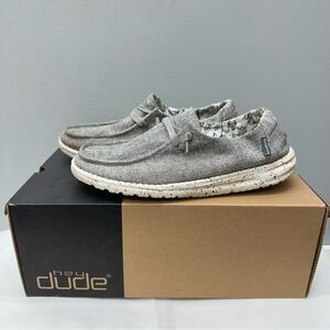 Hey Dude wendy linen iron grey loafers shoes women's 9